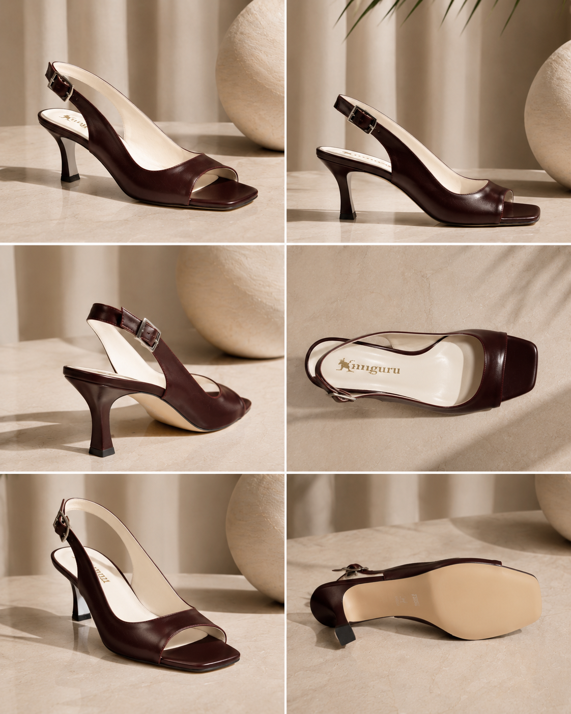 Sandale en cuir grenat — Collection KANGURU – Image 4